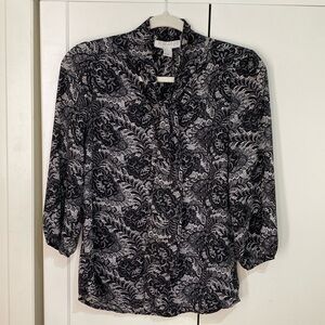 Forever 21 Black Lace Floral Blouse Sheer Top